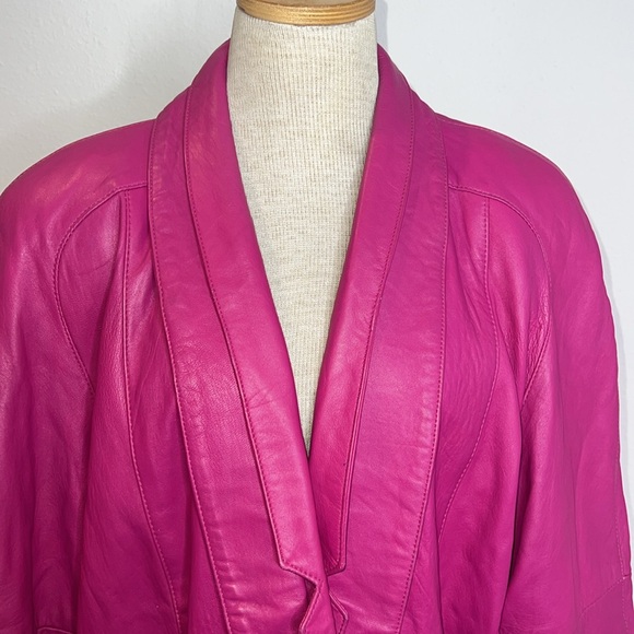 🔹 Dero Enterprises By Rocco New York Vintage Fuschia Pink Leather Jacket - Picture 3 of 7